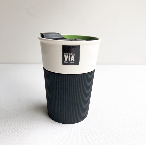 Starbucks Ready Brew Via Cup Silicone Lined 8oz Coffee Tumbler Mug Sliding Lid